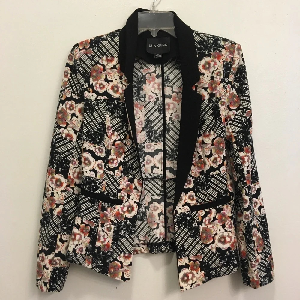 MinkPink Floral Open Blazer Long Sleeve Office XS